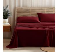 Homebliss Set Lenzuola Una Piazza e Mezza 140x190/200cm in Morbida Microfibra | Set 4 Pezzi Traspirante e Anti-piega | Include Lenzuolo con Angoli, Lenzuolo Sopra e 2 Federe 50x80cm - Bordeaux