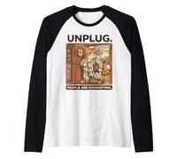 Homebody Cat introverso Unplug Cottagecore Maglia con Maniche Raglan