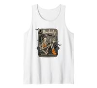 Homebody Skeleton Cozy Halloween Lettura Canotta