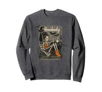 Homebody Skeleton Cozy Halloween Lettura Felpa