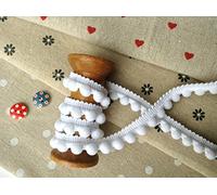 HomeBuy - Passamaneria con pompon, finiture di ottima qualità, taglia mini da 10 mm, bianca, venduto al metro