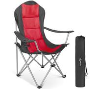 HOMECALL 30191 Sedia pieghevole da campeggio con portabevande - 109.0 cm*60.0 cm*86.0 cm, colore nero/rosso