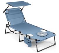 Homecall Lettino prendisole con apertura facciale e tettuccio parasole, sedia a sdraio pieghevole, schienale regolabile in 4 posizioni, portata fino a 180 kg, per giardino, spiaggia e campeggio (1