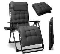Homecall Sedia a sdraio pieghevole da giardino, resistente alle intemperie, con cuscino, schienale regolabile Zero Gravity Chair, fino a 180 kg, per giardino, terrazza, balcone, XXL, (1, nero)