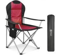 Homecall Sedia da campeggio pieghevole da 150 kg, portata 108 cm, con supporto lombare, imbottita, pieghevole, per giardino, picnic, colore rosso