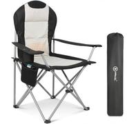 Homecall Sedia da campeggio pieghevole da 150 kg, portata 108 cm, con supporto lombare, imbottita, pieghevole, per giardino, picnic, colore nero