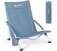 Homecall Sedia da spiaggia pieghevole, leggera, pieghevole, da spiaggia, da campeggio, bassa, con comodo schienale, braccioli imbottiti, pieghevole, fino a 120 kg, per spiaggia, giardino (1 pezzi)