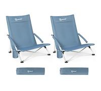 Homecall Sedia da spiaggia pieghevole, leggera, pieghevole, da spiaggia, da campeggio, bassa, con comodo schienale, braccioli imbottiti, pieghevole, fino a 120 kg, per spiaggia, giardino (2 pezzi)