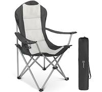 Homecall Sedia pieghevole da campeggio con braccioli e portabevande colore nero/crema