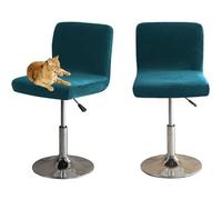 HOMECOVER Coprisedia Da Bar Con Schienale, Elastico Velluto Tessuto Copriseduta Per Sgabelli Da Bar Rimovibili Schienale Basso Girevole Coprisedie-turchese-2 pezzi