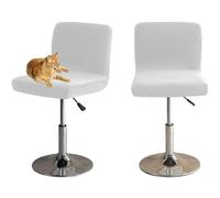 HOMECOVER Coprisedia Da Bar Con Schienale, Elastico Velluto Tessuto Copriseduta Per Sgabelli Da Bar Rimovibili Schienale Basso Girevole Coprisedie-Bianco-2 pezzi