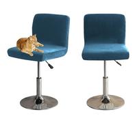 HOMECOVER Coprisedia Da Bar Con Schienale, Elastico Velluto Tessuto Copriseduta Per Sgabelli Da Bar Rimovibili Schienale Basso Girevole Coprisedie-blu-2 pezzi