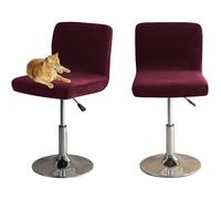 HOMECOVER Coprisedia Da Bar Con Schienale, Elastico Velluto Tessuto Copriseduta Per Sgabelli Da Bar Rimovibili Schienale Basso Girevole Coprisedie-Claretto-2 pezzi