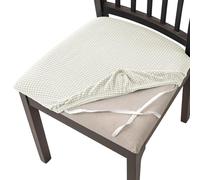 HOMECOVER Coprisedili Per Sedie Da Pranzo 2 Pezzi,Elasticizzato Jacquard Coprisedie Per Sedia Rimovibile Lavabile Per Ristorante Cucina Office Hotel-Bianco-2 Pezzi