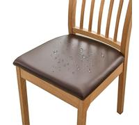 HOMECOVER Coprisedili Per Sedie Da Pranzo 2 Pezzi, PU Cuoio Coprisedie Per Sedia Rimovibile Elasticizzato Impermeabili Coprisedili Per Sedie Da Pranzo Per cuscini da cucina-2 Pezzi-Marrone