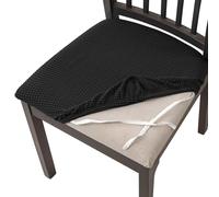 HOMECOVER Coprisedili Per Sedie Da Pranzo 4 Pezzi,Elasticizzato Jacquard Coprisedie Per Sedia Rimovibile Lavabile Per Ristorante Cucina Office Hotel-Nero-4 Pezzi