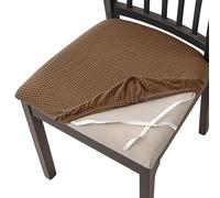 HOMECOVER Coprisedili Per Sedie Da Pranzo 4 Pezzi,Elasticizzato Jacquard Coprisedie Per Sedia Rimovibile Lavabile Per Ristorante Cucina Office Hotel-Marrone-4 Pezzi