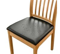 HOMECOVER Coprisedili Per Sedie Da Pranzo 4 Pezzi, PU Cuoio Coprisedie Per Sedia Rimovibile Elasticizzato Impermeabili Coprisedili Per Sedie Da Pranzo Per cuscini da cucina-4 Pezzi-Nero