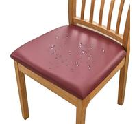 HOMECOVER Coprisedili Per Sedie Da Pranzo 6 Pezzi, PU Cuoio Coprisedie Per Sedia Rimovibile Elasticizzato Impermeabili Coprisedili Per Sedie Da Pranzo Per cuscini da cucina-6 Pezzi-Claretto