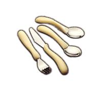 Homecraft Caring Cutlery, Ivory Handle Knife (Eligible for VAT Relief in the UK) Ergonomic Stainless Steel Eating Utensil, Silverware for Weak Grip, Restricted Movement, Elderly, Disabled, Handicapped