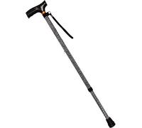 Homecraft Short Folding Walking Stick with Wooden Handle Etched Black