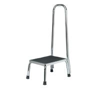 Homecraft Step Stool with Handle, (Eligible for VAT relief in the UK) Chrome Plated Sturdy Steel Stool for Elderly, Disabled, & Children, Non-Slip Safety Step for Bathroom, Kitchen, Slippery Floors