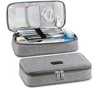 Homecube Astuccio per matite grande capacità portapenne porta pennarelli scatola sacchetto per trucco panno Oxford grande organizzatore di cancelleria con cerniera per scuola ufficio - grigio