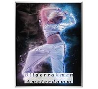 Homedecoration Amsterdam Cornice portafoto in plastica color argento, 80 x 100 cm, con vetro sintetico da 1 mm, infrangibile e trasparente