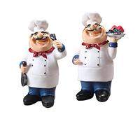 HomeDecTime Set di 2 statuette in resina da chef chef statuetta in miniatura Chef in resina, per cucina, cucina, ristorante, caffetteria, decorazione da tavolo, idea regalo