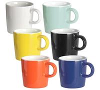homEdge Mini tazze da caffè in ceramica da 120 ml, per caffè espresso e tè, set da 6, colori assortiti