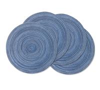 homEdge Set di 4 tovagliette rotonde, lavabili, 38 cm, colore: blu