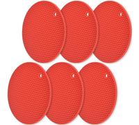 homEdge Sottopentola in silicone, confezione da 6 pezzi, multiuso, antiscivolo, resistente al calore, colore: rosso