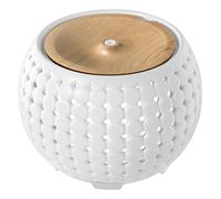 Homedics Ellia, Diffusore di Aromi e Oli Essenziali ad Ultrasuoni, Profumatore per Ambienti in Ceramica e Legno, Umidificatore Ambiente, Diffusore Ambiente con Luci Ambientali, Crema