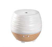 Homedics Ellia, Diffusore di Aromi e Oli Essenziali ad Ultrasuoni, Profumatore per Ambienti in Ceramica e Legno, Umidificatore Ambiente, Diffusore Ambiente con Luci Ambientali, Crema