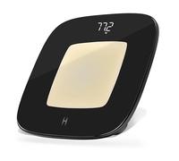 HoMedics glo Bilancia Digitale - Bilancia da Bagno con Luce Notturna a Rilevamento di Movimento, Eco-Friendly Base in plastica riciclata al 100%, Display Preciso, lbs/kg/st, Vetro Temperato Elegante