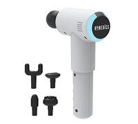 HoMedics, Pistola Massaggio Muscolare, Massaggiatore Elettrico Portatile a Percussione per Tessuti Profondi, Batteria Ricaricabile da 4000 mAh, 5 Testine Massaggianti, 3 Velocità 2100-3000 rpm, Bianco