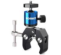 Homeet Super Morsetto Clamp con Teste Treppiedi Supporto Pinza Fotocamera Granchio Clip Rotazione a 360°con Filettature da 1/4 "e 3/8" per Monitor/Flash LED/Telecamera/Microfono/GPS【Blu Teste】