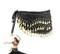 Homefantasy Ballo di Pancia Sciarpe Hip Skirt, Gonna Danza del Ventre con Monete, Chiffon Ciondolanti Belly Dance Costume Vita Cintura, per Esercitarsi nella Danza, Carnevale