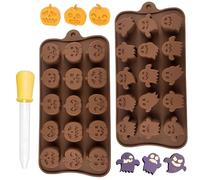 Homefantasy Stampi In Silicone Per Halloween, 2 Stampi Zucca E Fantasma Stampi In Silicone Per Cioccolato,Caramelle, Gelatine Fai Da Te