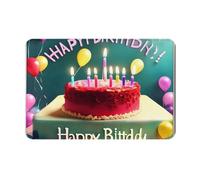 HOMEFC Bellissimo zerbino con scritta "Happy Birthday", per interni ed esterni, per ingresso e patio, 40,6 x 61 cm, antiscivolo, facile da pulire