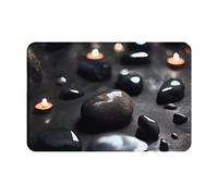 HOMEFC Zerbino nero con cuore misterioso in pietra, per interni ed esterni, tappetino per ingresso patio, tappetini di benvenuto, 40,6 x 61 cm, antiscivolo, per esterni, facile da pulire