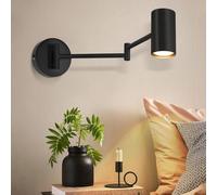 Homefire applique da parete per interni nera - illuminazione da parete faretto vintage lampada da camera da letto applique girevole scala - senza lampadina
