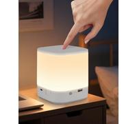 Homefire Lampada da comodino a LED per bambini, touch dimmerabile: luce notturna a batteria, ricaricabile, con 3 temperature di colore e funzione temporizzazione, colore bianco, senza fili, per camera