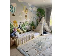 HOMEforDREAMS H4D-25 Letto a terra per bambini: struttura per letto ispirata al metodo Montessori per promuovere l'indipendenza dei bambini piccoli (legno naturale, 190 x 120 cm)
