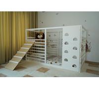 HomeForDreams Letto da ginnastica per bambini a partire dai 4 anni: letto 2 in 1 ispirato Montessori in colore bianco (Ladder Board 200 x 100 cm)
