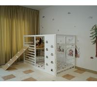 HOMEforDREAMS Letto da ginnastica per bambini a partire dai 4 anni: letto 2 in 1 ispirato Montessori in colore bianco (Rock Board, 190 x 120 cm)