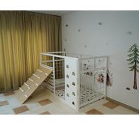 HOMEforDREAMS Letto da ginnastica per bambini a partire dai 4 anni: letto 2 in 1 ispirato Montessori in colore bianco, senza bordo interno (caricatore + tavole rock, 160 x 70 cm)