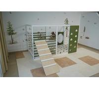 HOMEforDREAMS Letto da ginnastica per bambini a partire dai 4 anni: letto 2 in 1 ispirato Montessori nei colori bianco e verde, senza bordo interno (bordo caricatore, 190 x 140 cm)