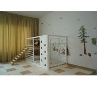 HOMEforDREAMS Letto da ginnastica per bambini a partire dai 4 anni: letto 2 in 1 ispirato Montessori in colore bianco (Step Board, 200 x 100 cm)