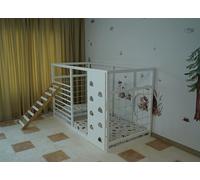 HOMEforDREAMS Letto da ginnastica per bambini a partire dai 4 anni: letto 2 in 1 ispirato Montessori in colore bianco, senza bordo interno (Step Board 190 x 135 cm)